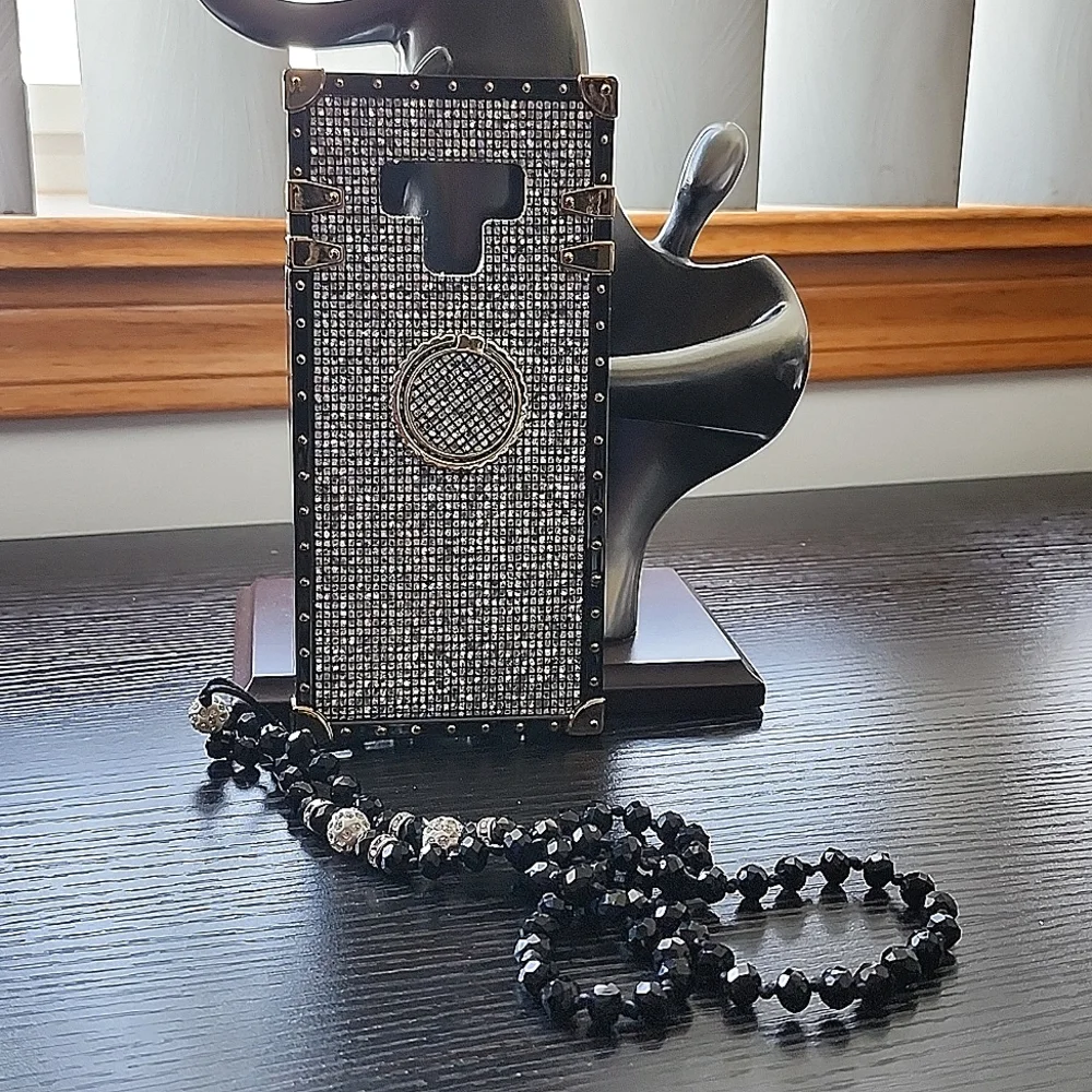 KAPADSON Samsung Galaxy Note 9 Luxury Bling Glitter Black Sparkle with Black Str